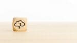 Cloud computing icon on wooden block