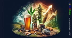 Envato AI Generated Image of Beer, Cannabis, Tobacco on a plater representing Conservative Cannabis Stock holders